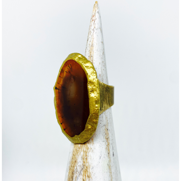 Amber Agate Ring