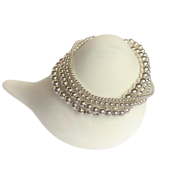 Sterling Beaded Stretch Bracelets - 2mm, 3mm, 4mm, 5mm