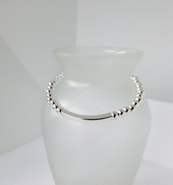 Sterling Silver Squared Tube Stretch Bracelet