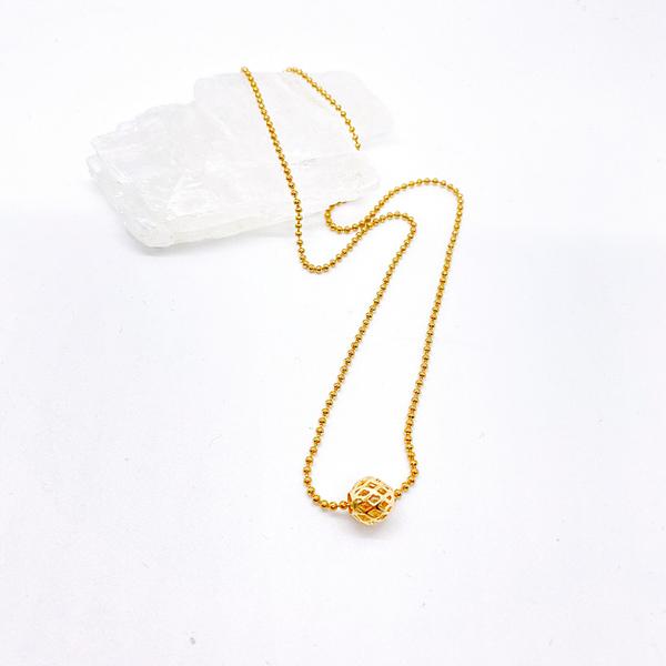 Gold Filled Filigree Ball Necklace