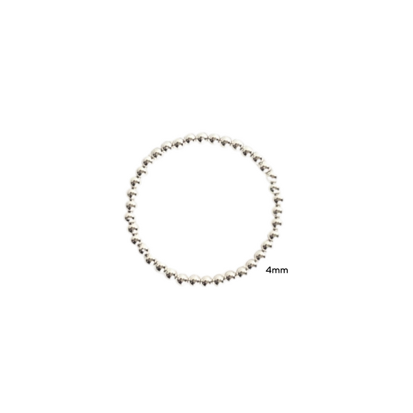 Sterling Beaded Stretch Bracelets - 2mm, 3mm, 4mm, 5mm