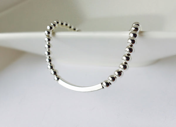 Sterling Silver Squared Tube Stretch Bracelet