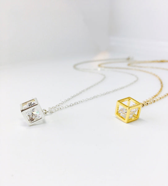 Geometric Cubist Gold Filled Necklace