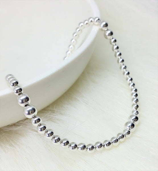 Sterling Twin Bead Stretch Bracelet