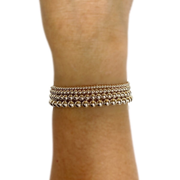 Sterling Beaded Stretch Bracelets - 2mm, 3mm, 4mm, 5mm