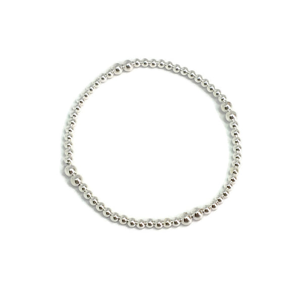 Sterling Twin Bead Stretch Bracelet