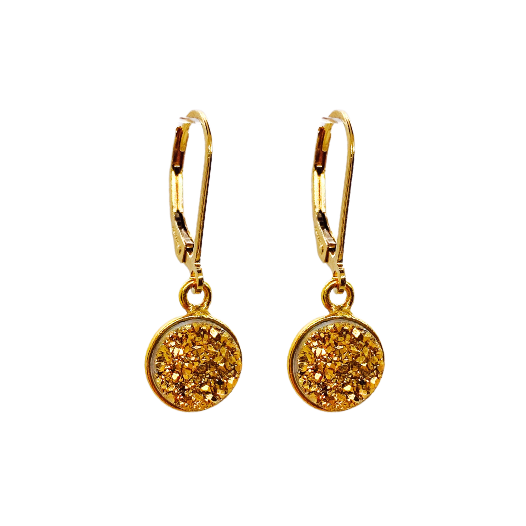 Gold Druzy Earrings Round H Studio Jewelry