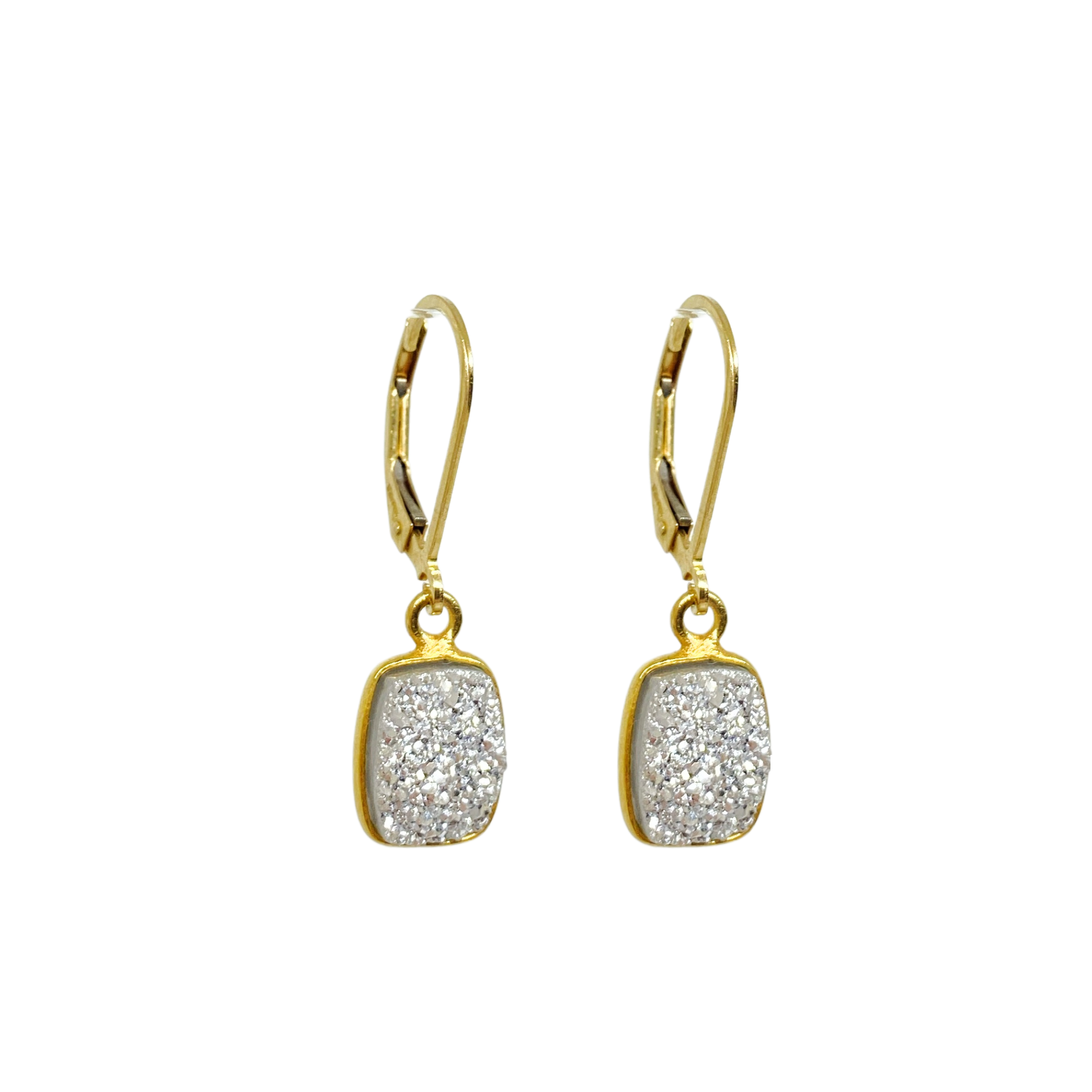 Silver & Gold Druzy Bar Earrings | H Studio Jewelry
