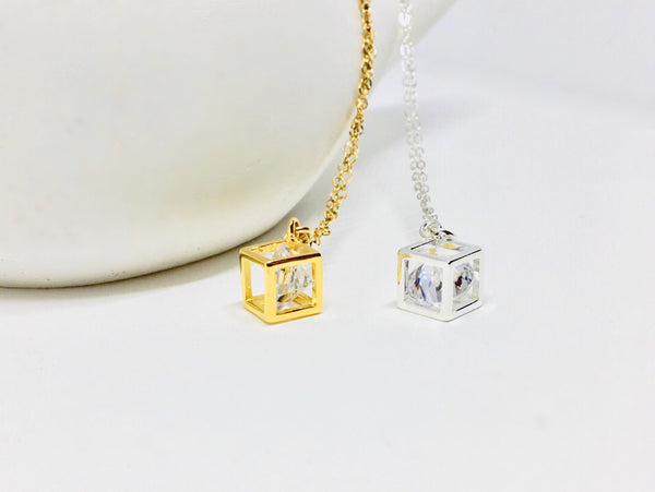 Geometric Cubist Gold Filled Necklace