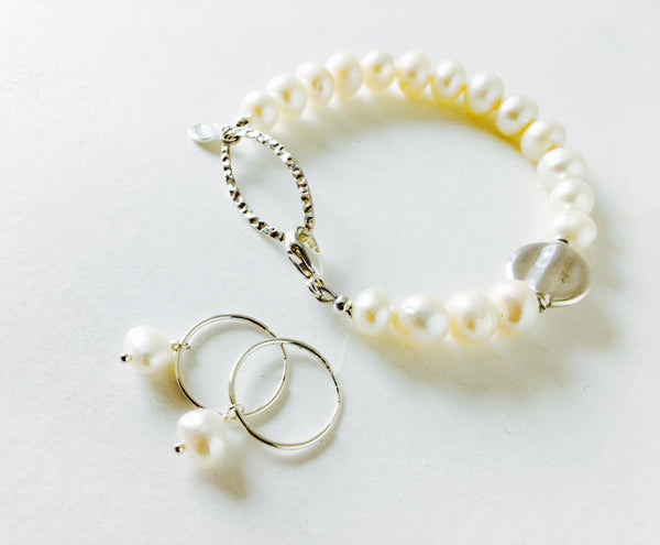 Pearl Bracelet with Sterling Disc