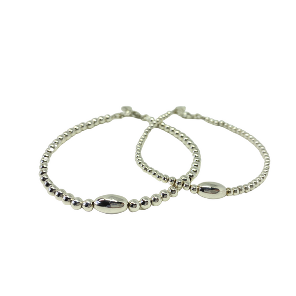 Sterling Ball Bracelet with Oval focal bead bracelet - 3mm or 4mm