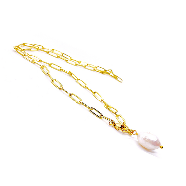 Baroque Pearl Paper Clip Necklace