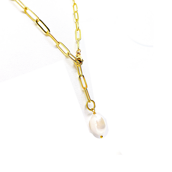 Baroque Pearl Paper Clip Necklace